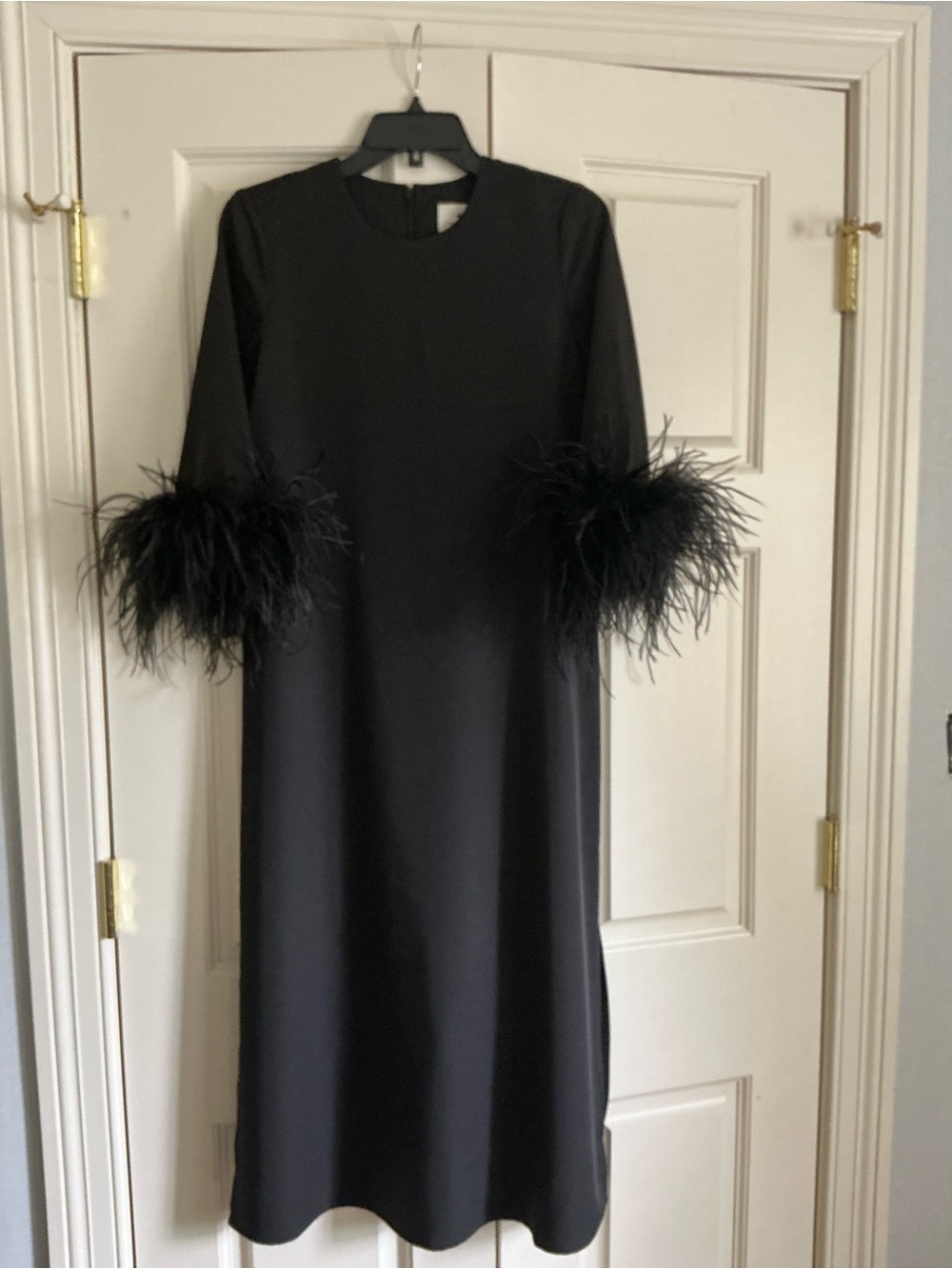 Tuckernuck Black Midi Dress with Feather Cuffs
